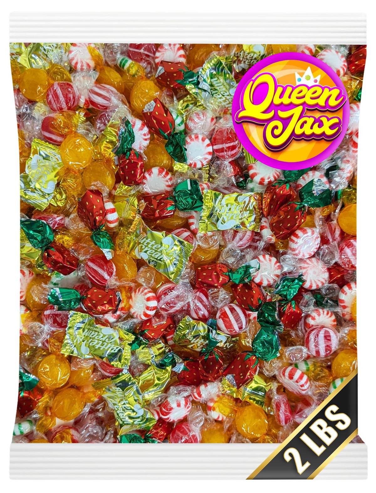 Bulk Hard Candy Individually Wrapped - 2 lb Hard Candy Mix, Perfect for Parties, Holidays, and Candy Bowls - Peppermint Candy, Butterscotch Candy