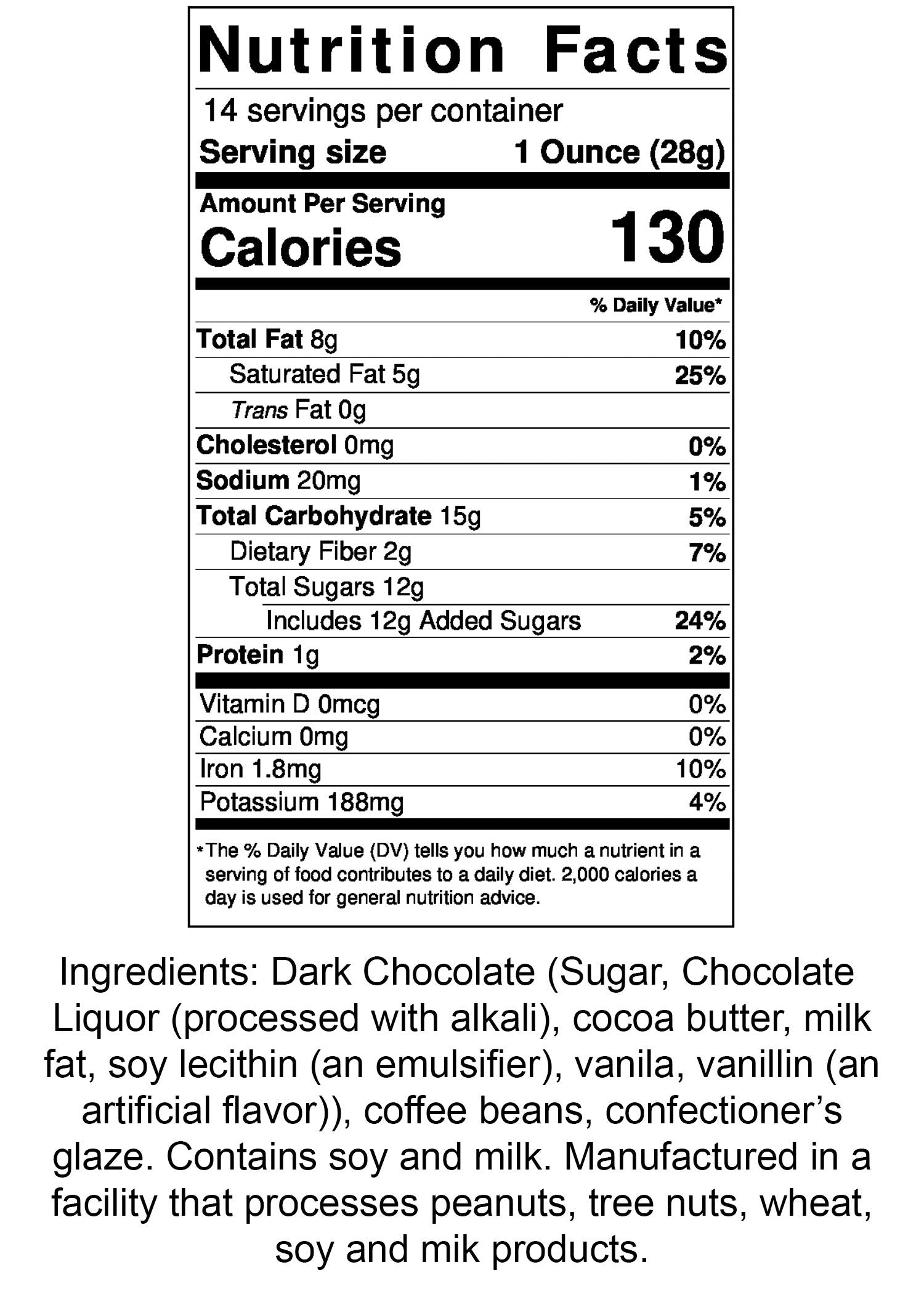 Premium Chocolate Candy 2-13 oz. packages (Dark Chocolate Espresso Beans)