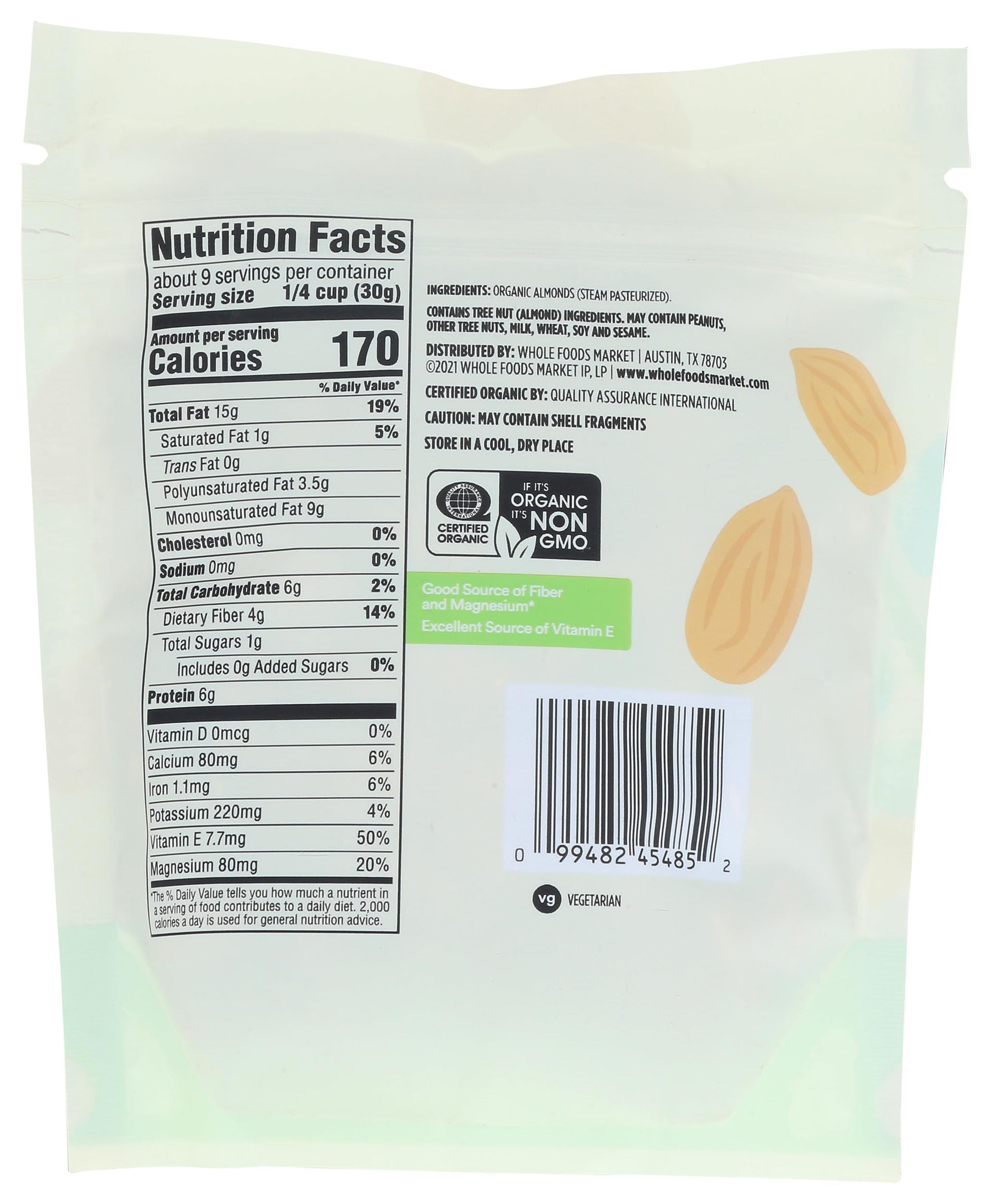 365 by Whole Foods Market, Organic Raw Almonds, 10 Ounce