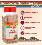 Bakers Choice Rainbow NonPareils, Cake and Toppings Non Pareil Sprinkles Gluten Free - Dairy Free - Kosher - 12 Ounce.