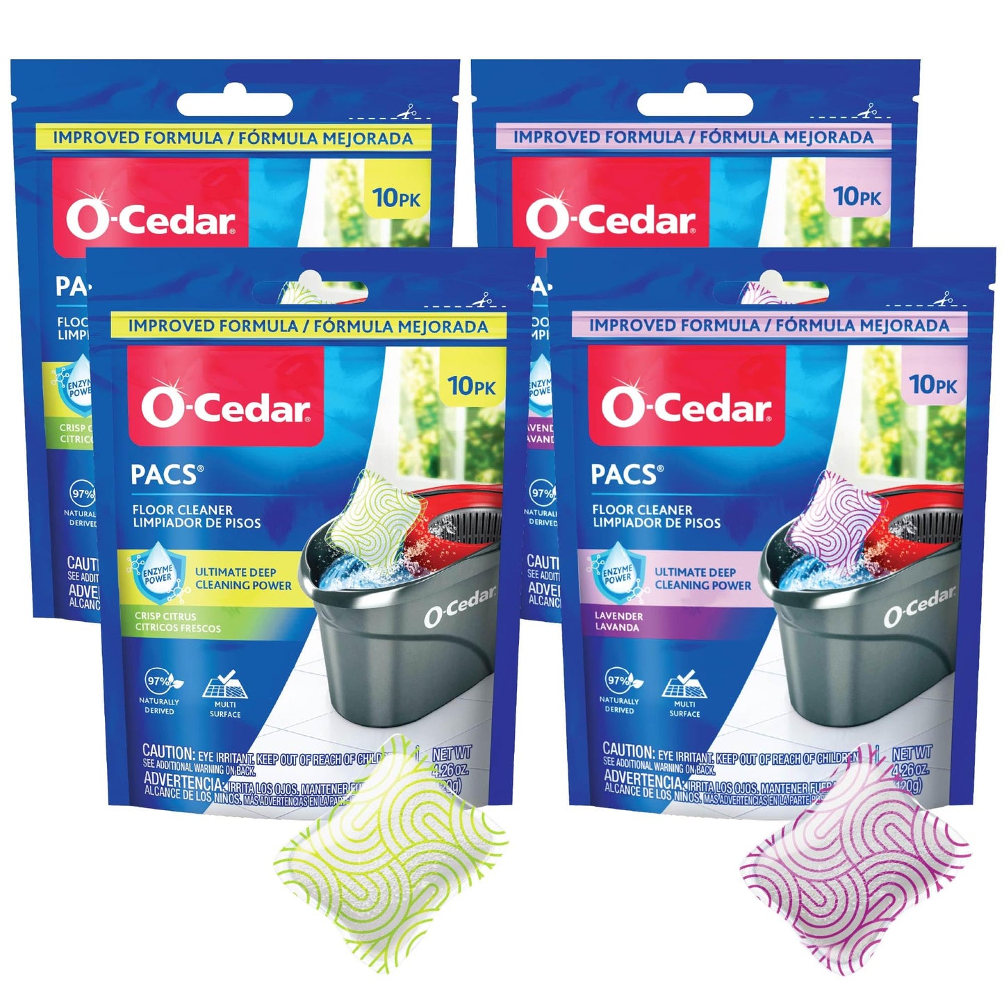 O-Cedar Floor Cleaning 40ct Pacs with Citrus Scent 10ct (2-Packs) and Lavender Scent 10ct (2-Packs)