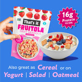 That’s it. Fruitola Fruit Granola - Strawberry, 16g Plant-Based Protein + 7g Fiber from Fruit Per Bowl, 100% Real Fruits, Only 4 Ingredients, Zero