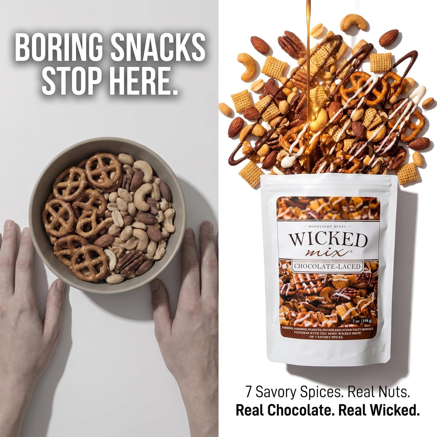 Wicked Mix - Chocolate Laced Snack Mix 7 oz - 3 Pack - with Random Item