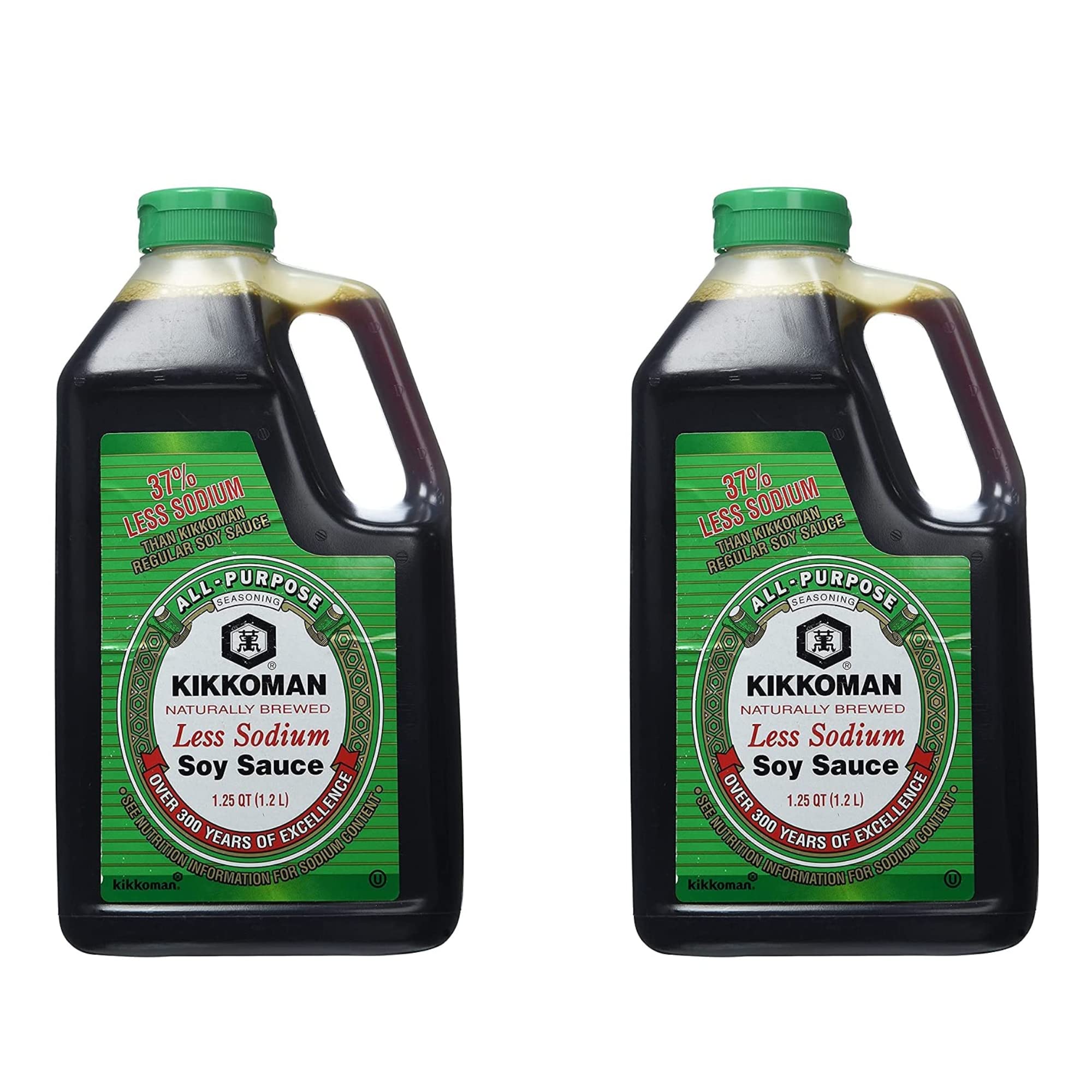 Kikkoman All-Purpose Seasoning Soy Sauce Large Jug 1.25 Qt /40 Oz (2-Pack) | Traditionally Brewed with Lower Sodium | Bulk Soy Sauce for Restaurants
