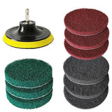 4 Inch Drill Brush Attachments for Cleaning Household Drill Brush Scrubber for Bathroom & Kitchen with Disc Pad Holder and Adapter?9 Scouring Pads?3