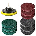 4 Inch Drill Brush Attachments for Cleaning Household Drill Brush Scrubber for Bathroom & Kitchen with Disc Pad Holder and Adapter?9 Scouring Pads?3