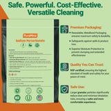 PuraMinz Sodium Percarbonate - 2 Pounds - Pure Oxygen Bleach Powder. Color Safe Stain & Grime Remover, Multi-Use Cleaner for Home & Laundry - Packed