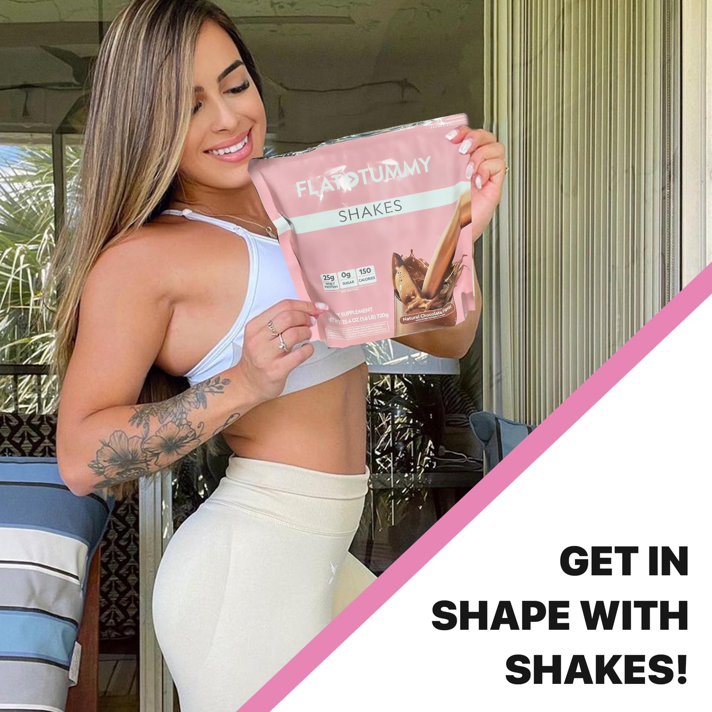 Flat Tummy Shakes - Chocolate, 20 Servings - Post GLP-1 Protein Supplement, High Protein, Zero Sugar, Keto-Friendly Meal Replacement with Clinically