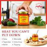 CHILE CRUNCH - Chipotle Spicy Crunchy Condiment - All Natural Roasted Chili Peppers, Garlic & Onion Crisp Sauce - Vegan, Gluten-Free, No Preservatives