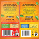 Twinings Tea Variety 2-Pack - English Breakfast + Earl Grey, Caffeinated Black Tea Bags, Individually Wrapped, 20 Count Each