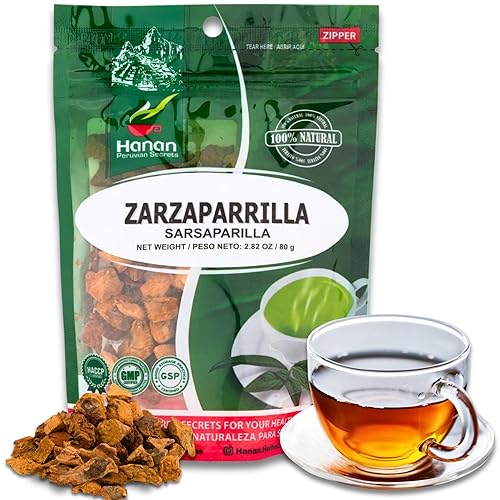 Hanan Zarzaparrilla Loose Leaf Tea (Sarsaparrilla) (80 g) - Dried Smilax Ornata Plant Leaves from Peru 2.8 Ounce (Pack of 1)