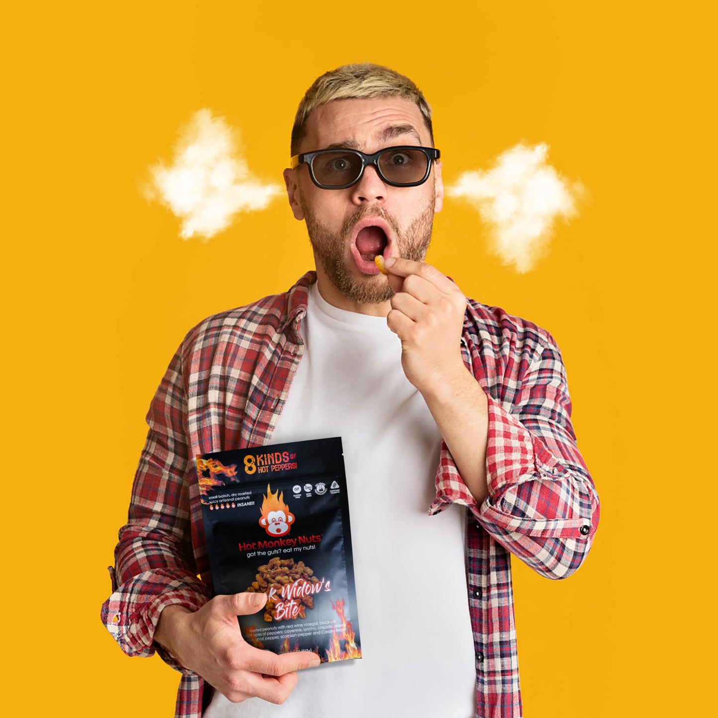 3-Pack Spiciest Peanuts | Black Widow's Bite, Hot-Winged Reaper, and Curry Up! I'm on Fire - Spicy Nuts - 3 Hottest Flavors | Hot Monkey Nuts Spicy