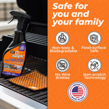 Proud Grill Company Q-Swiper 2-Minute Miracle Grill & Grate Cleaner with Scrub Clean Cloth - Father Day Gifts, Degreaser Spray for BBQ, Oven, Stove