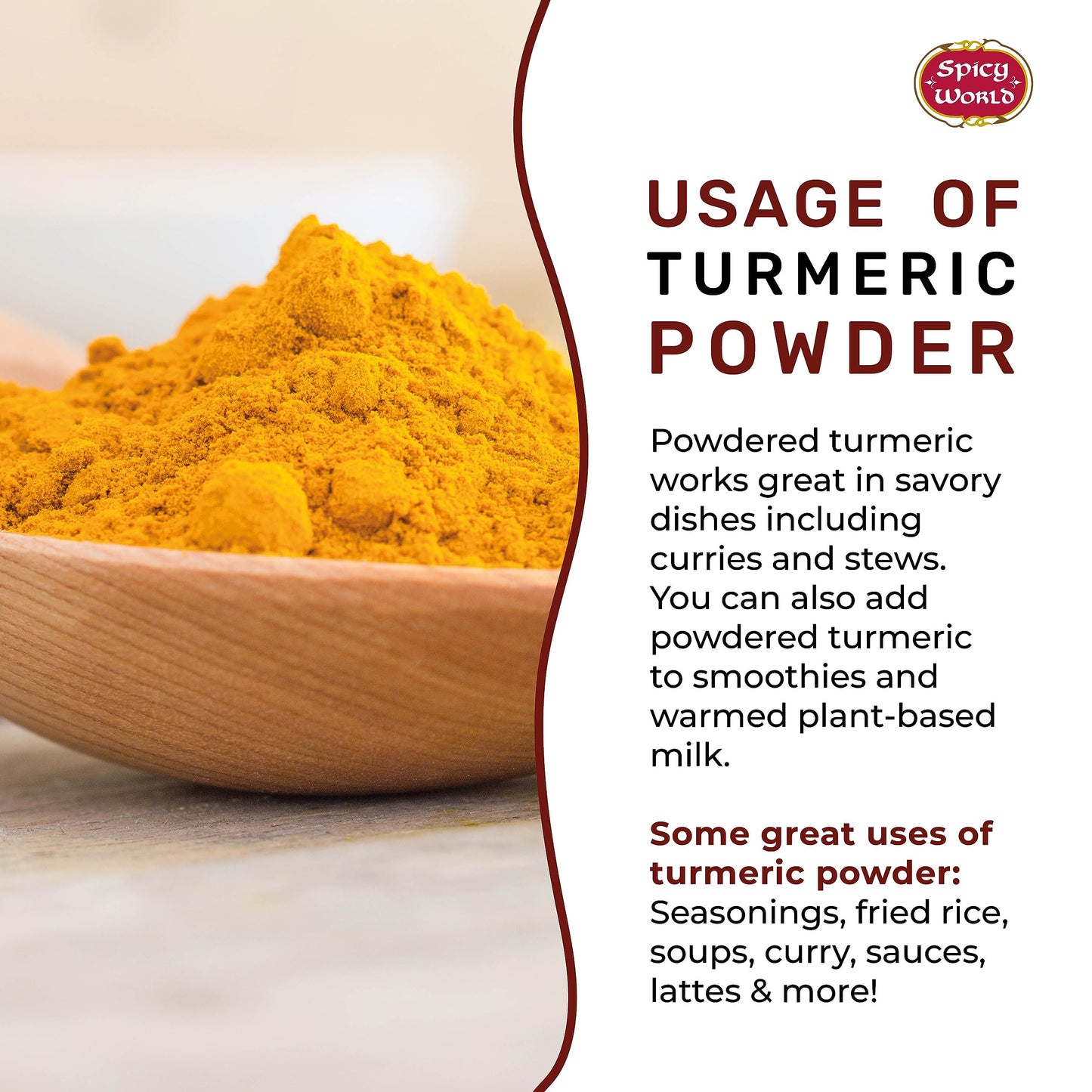 Turmeric Powder 5 Pound Bulk Bag - Indian Turmeric Root Ground (Haldi) - Minimum Curcumin 2.5% - Pure, Vegan, from India by Spicy World