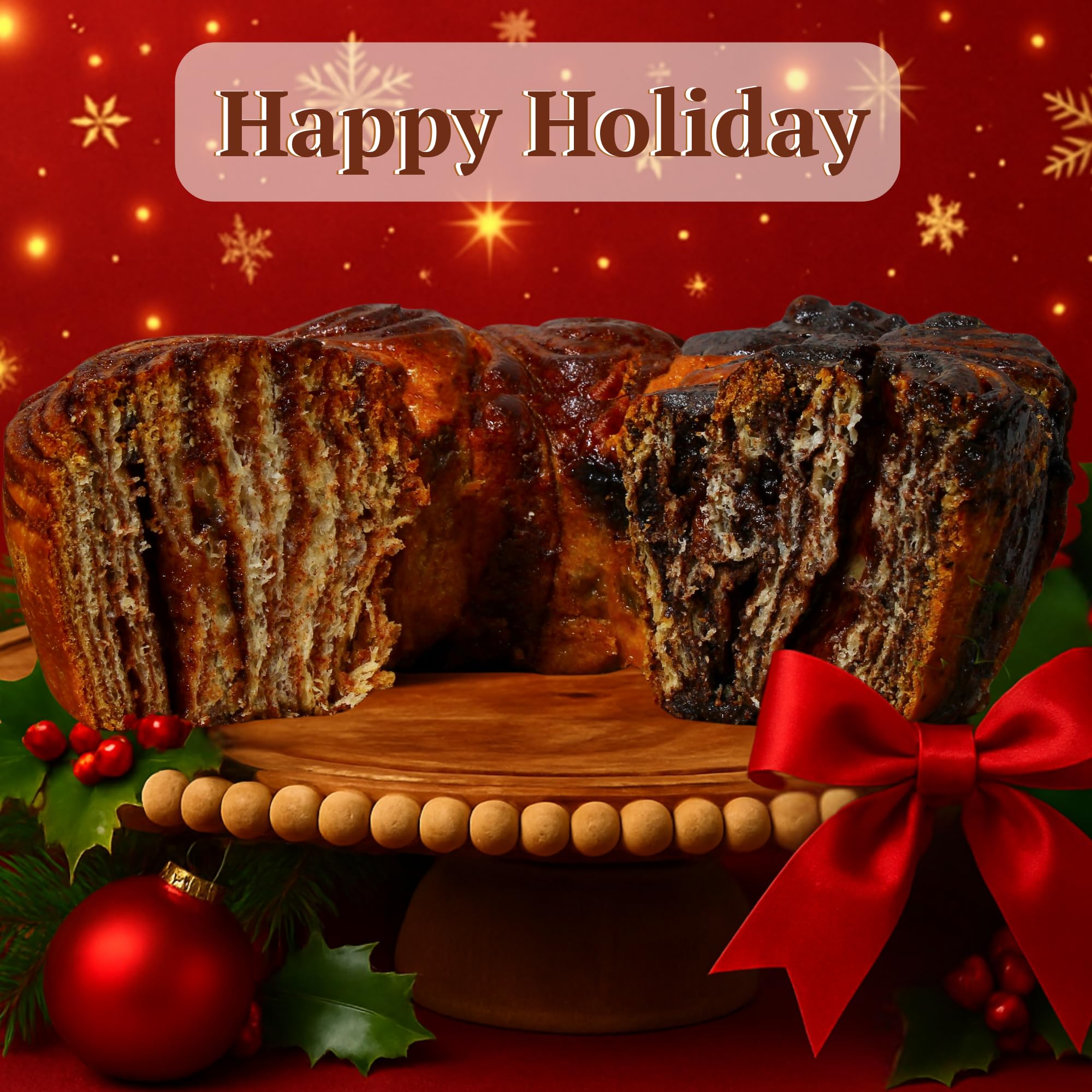 Artisan Babka Cake | Purim Gift, Mishloach Manot | Chocolate & Cinnamon Swirled Babka | Gourmet Bakery Dessert | Kosher, Nut Free, Dairy Free |