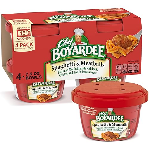Chef Boyardee Spaghetti & Meatballs, Microwave Meal, 7.5 oz. 4-Count