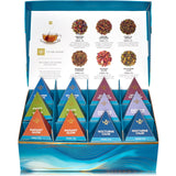 Teabloom Wellness Tea Collection - Fruit & Herbal Assortment with 12 Plant-Based Pyramid Sachets, Organic Ingredients, Elegant Presentation Box