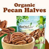Food to Live Organic Pecan Halves, 12 Ounces - Non-GMO, Kosher, Raw Pecan Nuts, Unsalted, Vegan, Kosher, Shelled, Sirtfood, Bulk. Good source