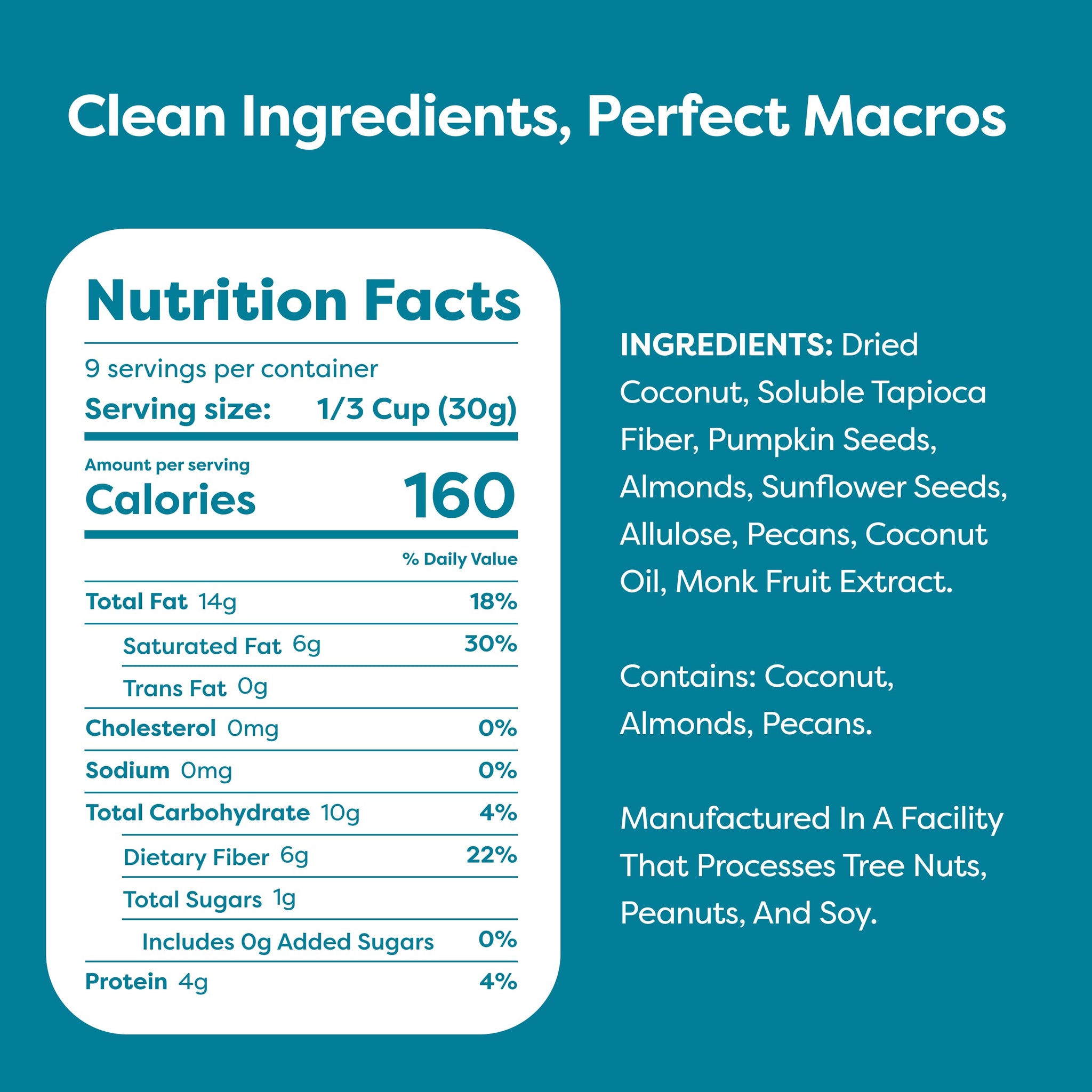 Kiss My Keto Granola Cereal - Grain Free Keto Cereal, Gluten Free Protein, Keto Nut for Yogurt (Coconut, Almond & Pecan, Pack of 1)