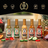 Black Bee Bee Hive Hot Sauce Gift Set (5 Pack) - Citrus Thyme Jalapeño, Pineapple Coconut & Habanero, Apple Rosemary & Habanero, Honey Basil & Red