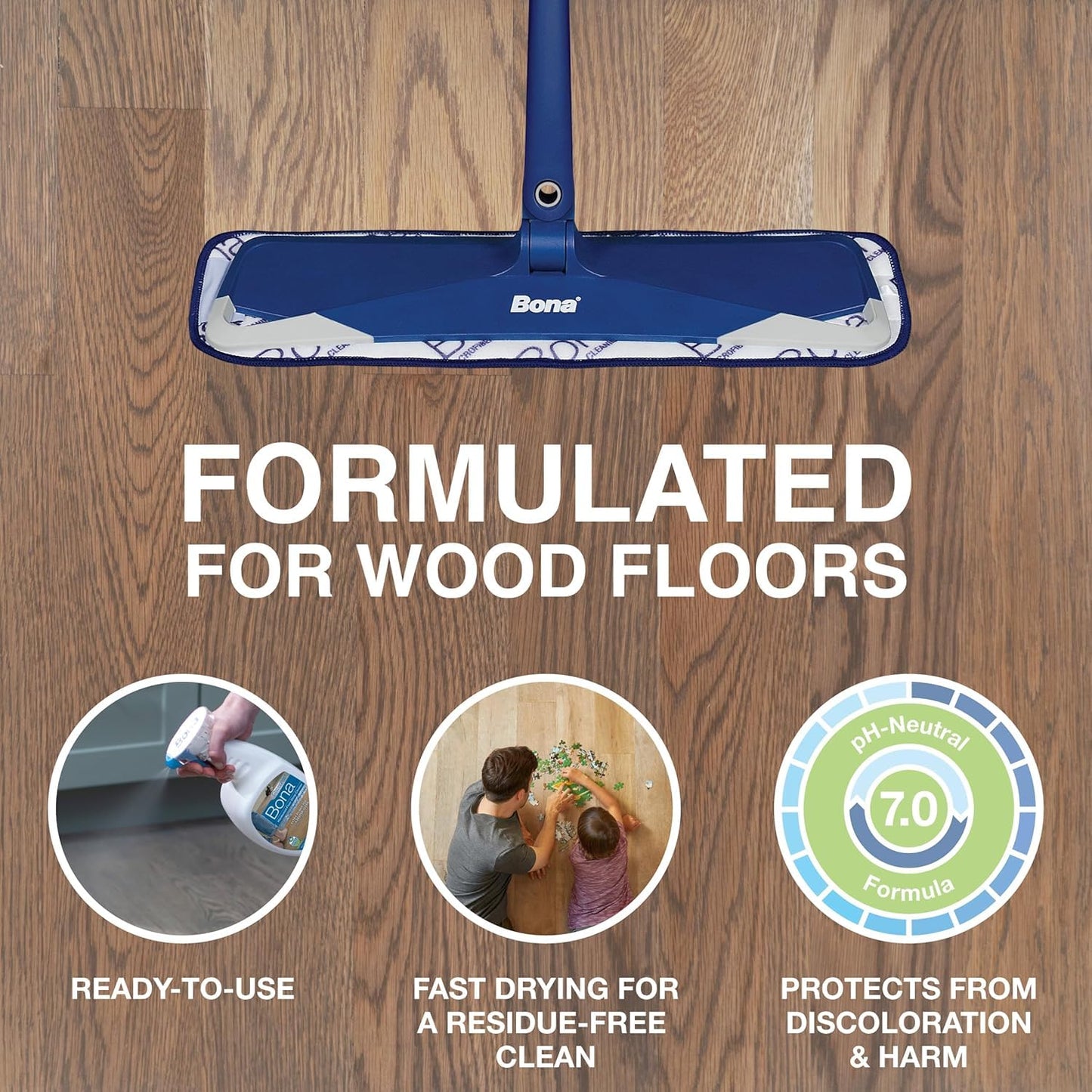 Bona PowerPlus Hardwood Floor Deep Cleaner Spray - 32 fl oz - Refillable - Oxygenated Formula and Residue-Free Floor Cleaning Solution - for Wood