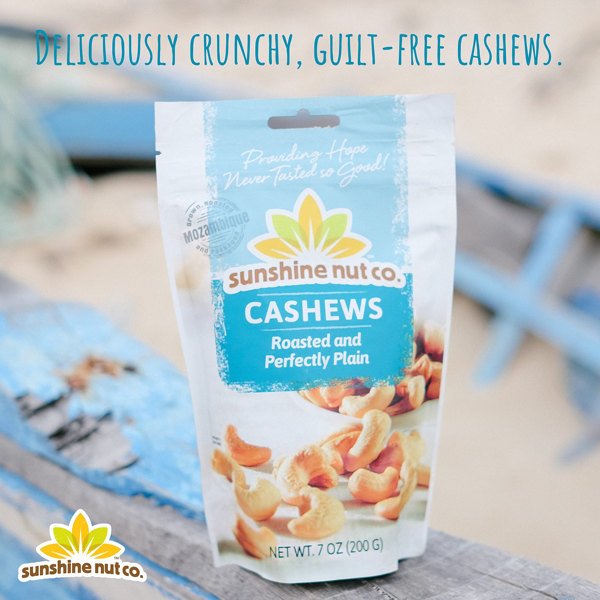 Sunshine Nut Company Whole Roasted Cashews, Perfectly Plain Flavor, No Added Salt, 2 Pack, 7 oz. Each, Gluten Free, Peanut Free and Vegan Individual