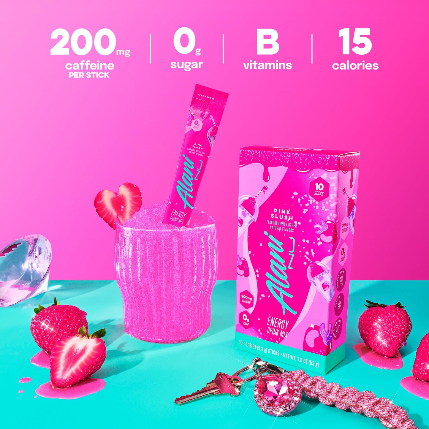 Alani Nu PINK SLUSH Energy Sticks, Energy Drink Powder, 200mg Caffeine, Pre Workout Performance with Antioxidants, On-The-Go Drink Mix, Biotin, B