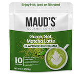 Maud's Instant Matcha Latte Mix, Flavored Drink Mix 10 Servings, 100% Gourmet Blended Tea Leaves, Hot Or Iced Matcha Latte - Just Add Water