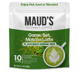 Maud's Instant Matcha Latte Mix, Flavored Drink Mix 10 Servings, 100% Gourmet Blended Tea Leaves, Hot Or Iced Matcha Latte - Just Add Water