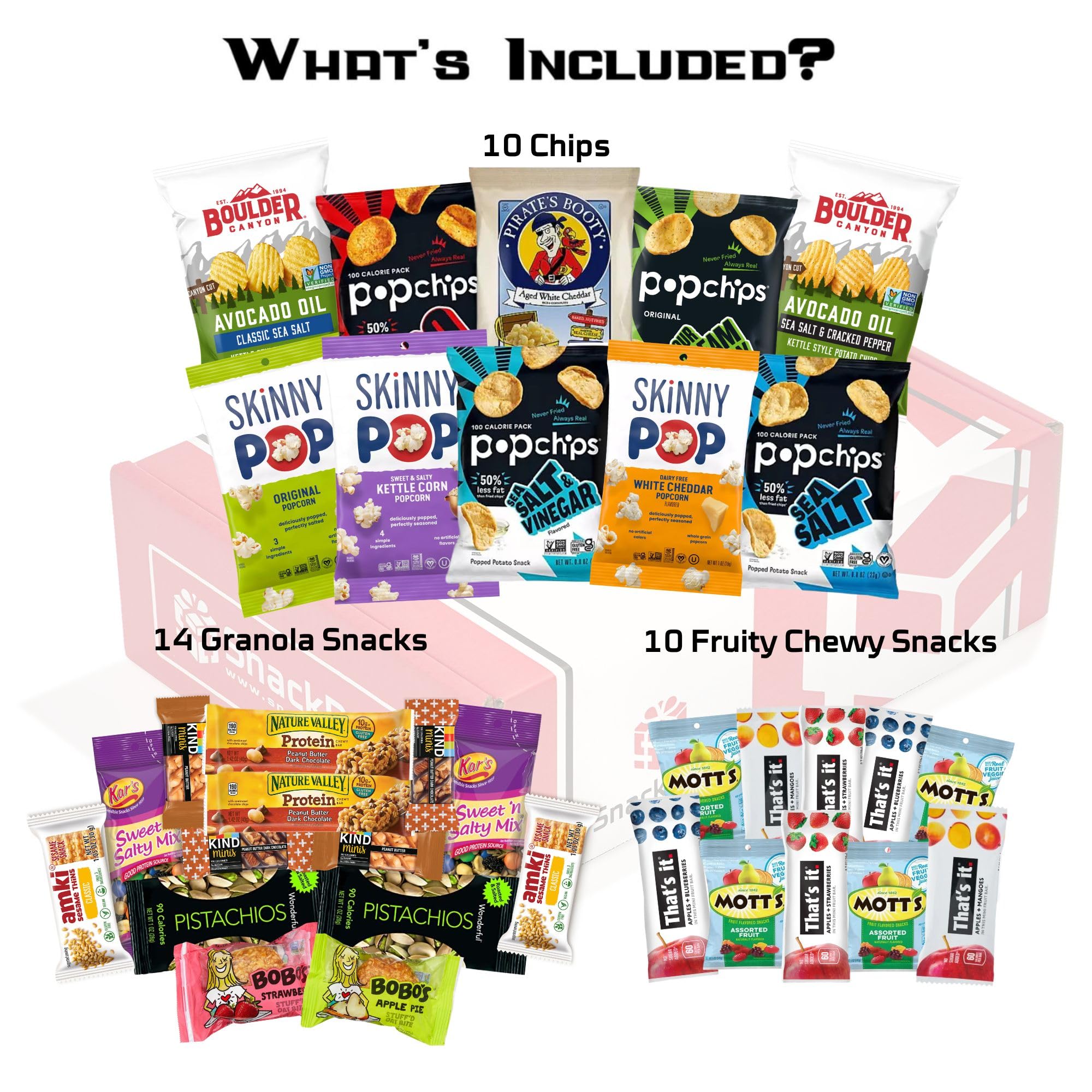 Snack BOX Gluten Free Healthy Care Package (34 Count) Fathers Day Holiday, Teachers, Back to School, College, Students, Exams, Gift Baskets, Birthday
