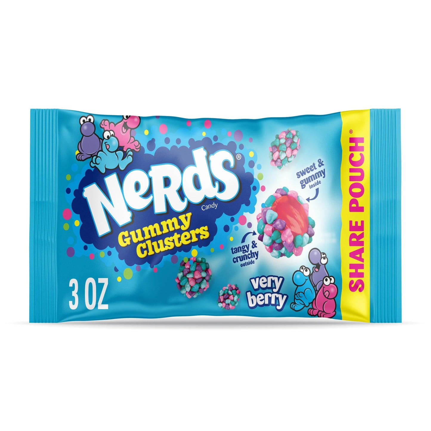 Nerds, Gummy Clusters Candy, Very Berry, Crunchy and Gummy, 3 Ounce