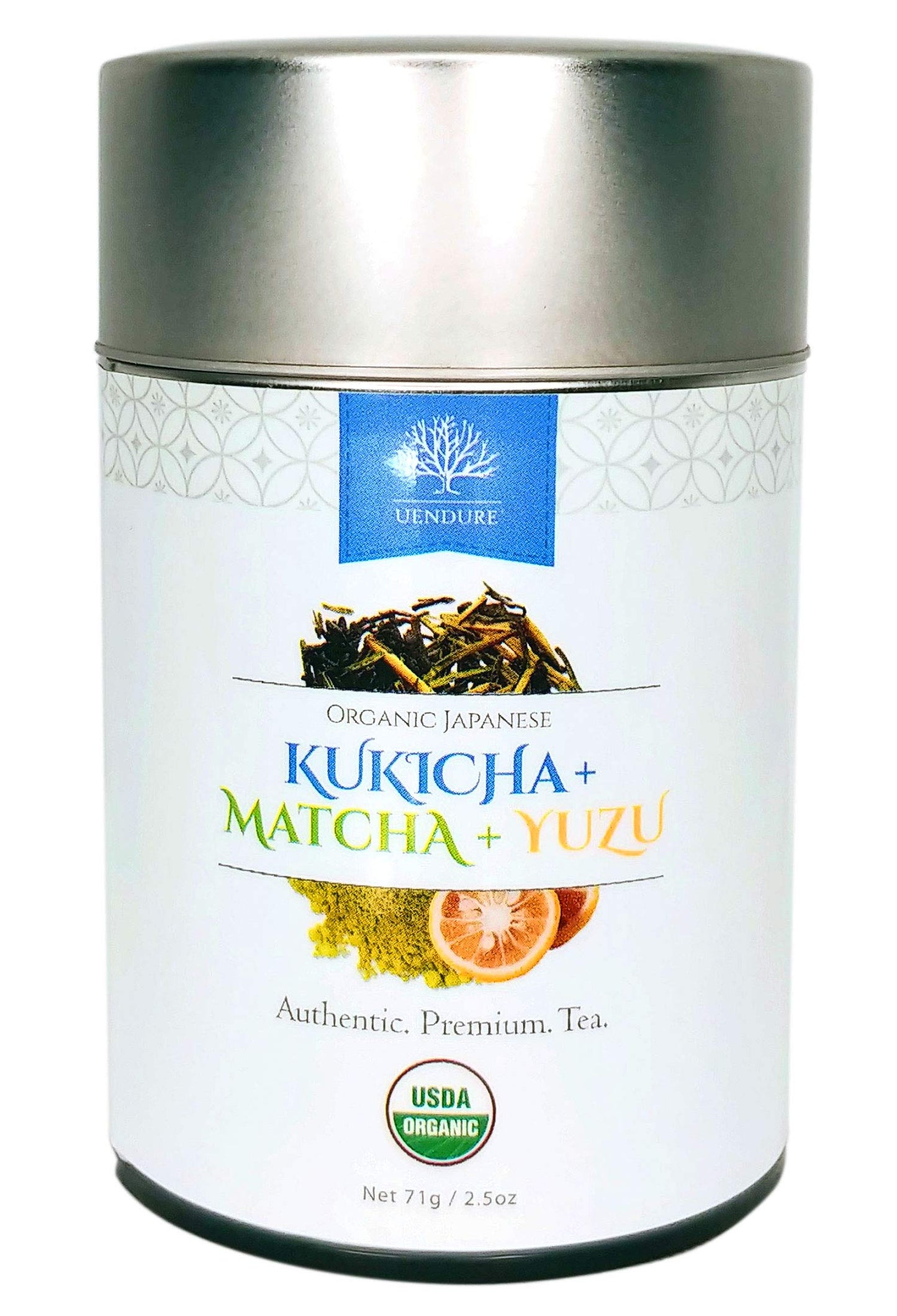 UEndure Japanese Green Tea USDA Certified Organic Kukicha with Matcha Infused with Yuzu, Perfect for Making Hot Tea or Iced Tea | Eco-Friendly Tin Can