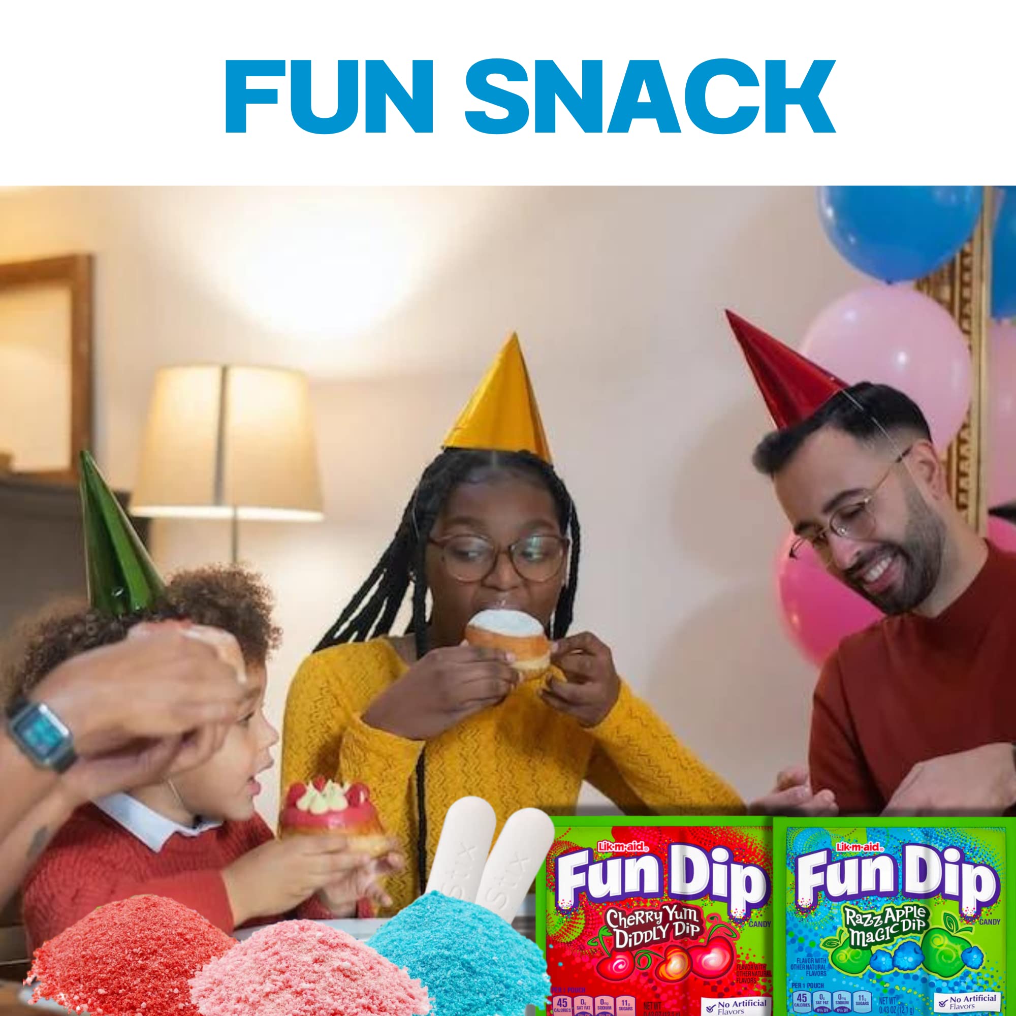 Fun Dip Candy Bulk - Cherry Yum & Razz Apple Flavors (96 count, 0.43 oz each)
