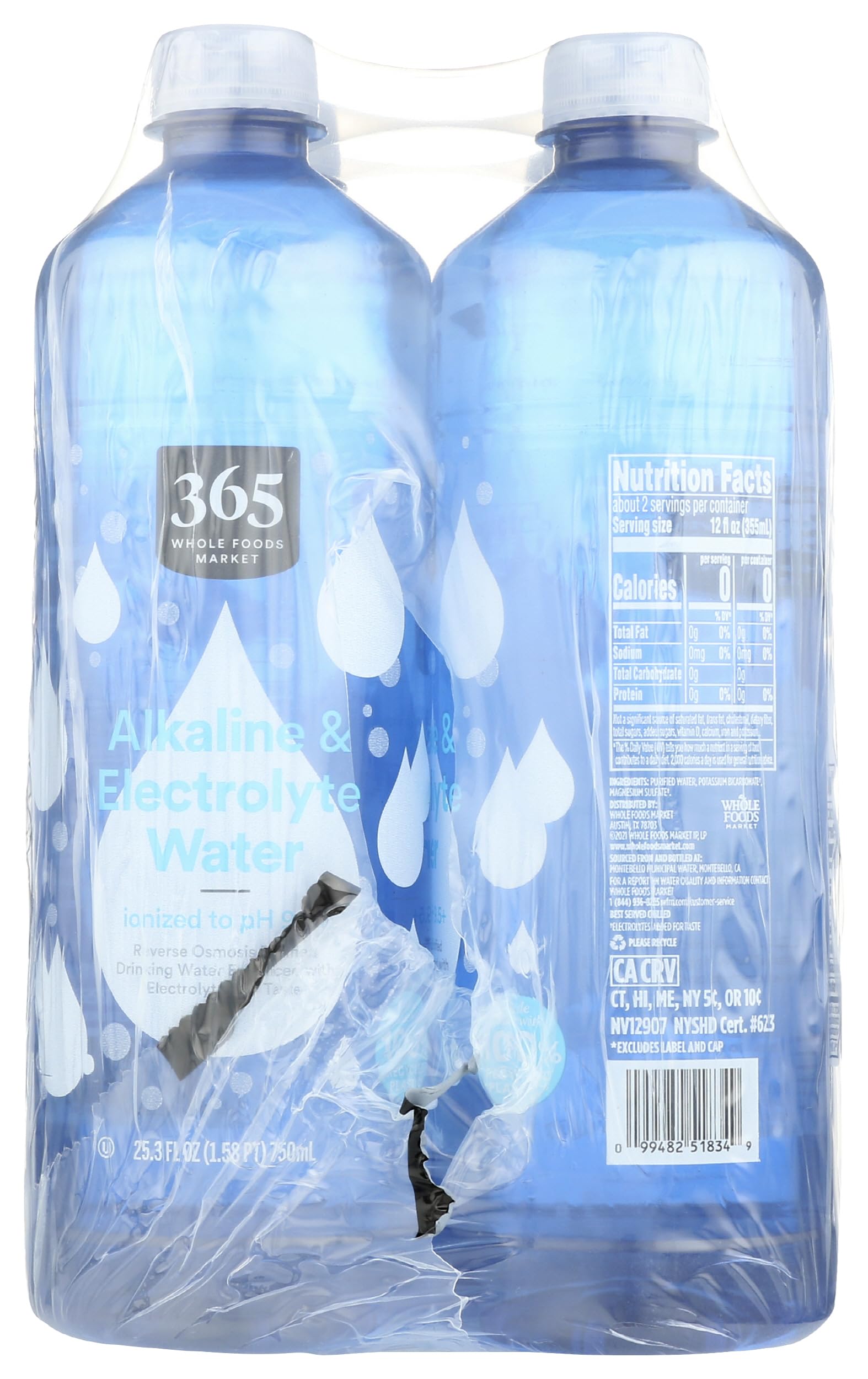 365 by Whole Foods Market, Alkaline & Electrolyte Water Bottles, 25.3 Fl Oz (Pack of 6)