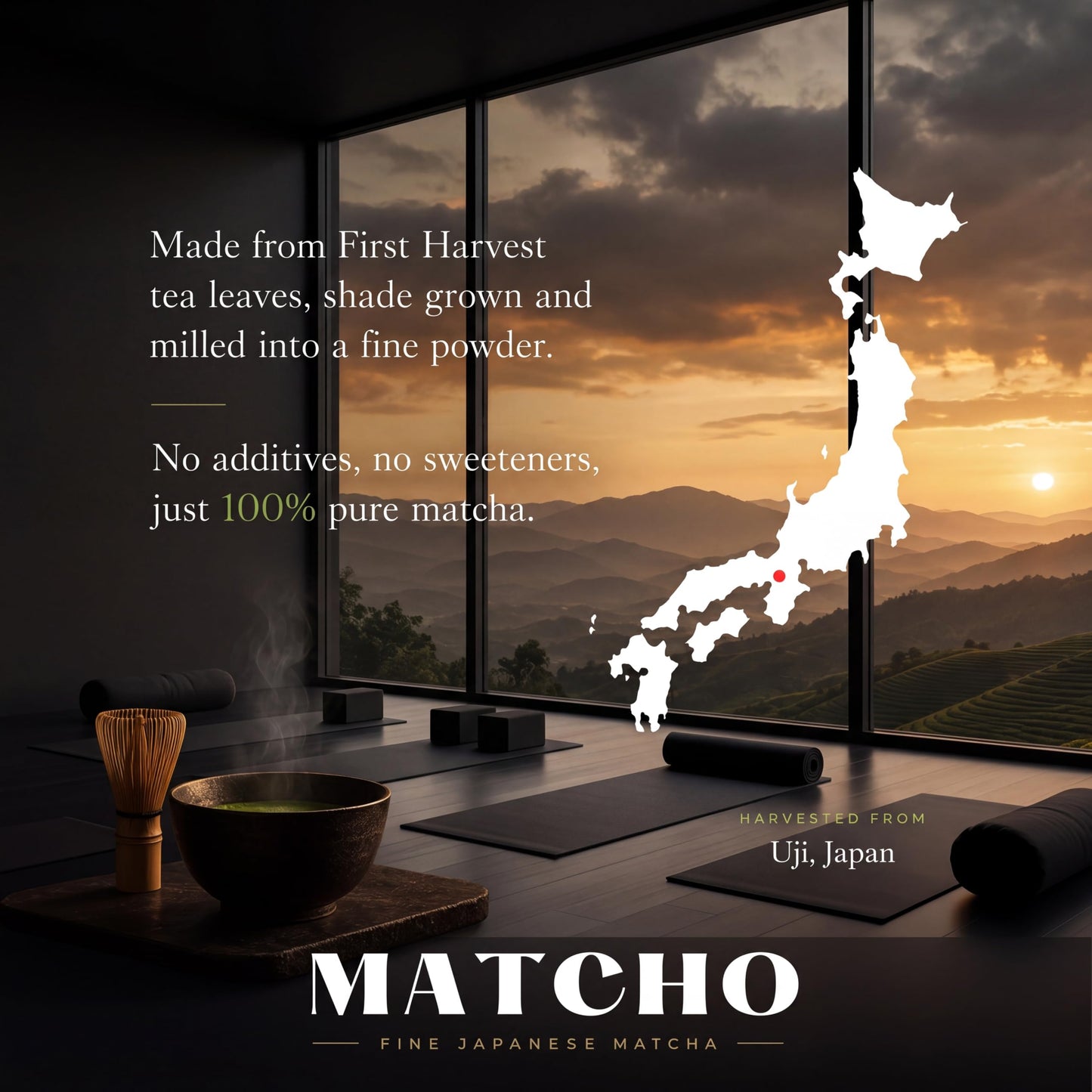 Matcho | Premium Matcha - Organic First Harvest Ceremonial Grade Matcha Green Tea Powder from Uji, Kyoto (30g/1.06oz)