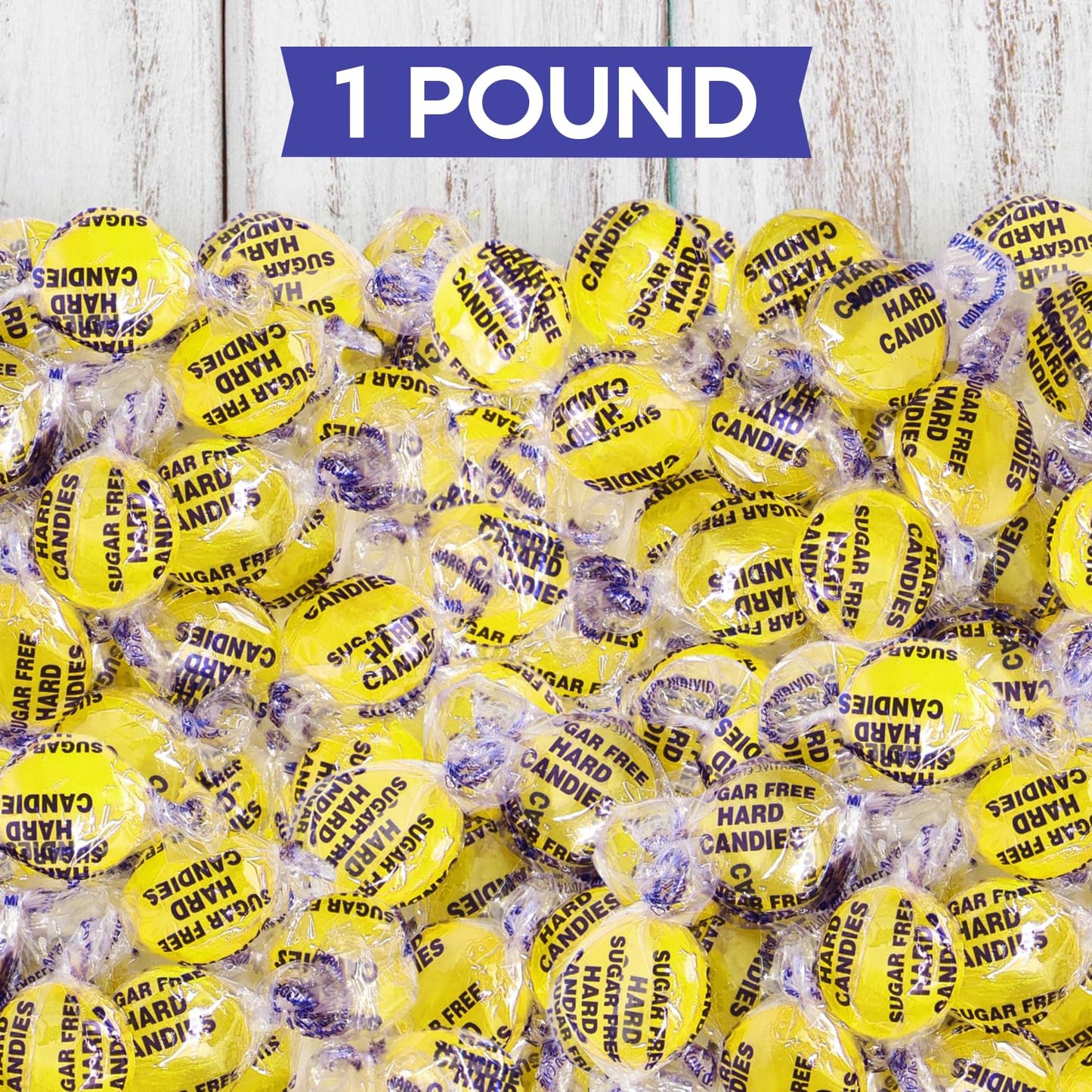 Sugar Free Lemon Hard Candy Drops - 1 Pound Approx. 75 Pieces, Individually Wrapped Lemon Flavored Candy Discs For Holiday Treats & Snacks, Sugar Free