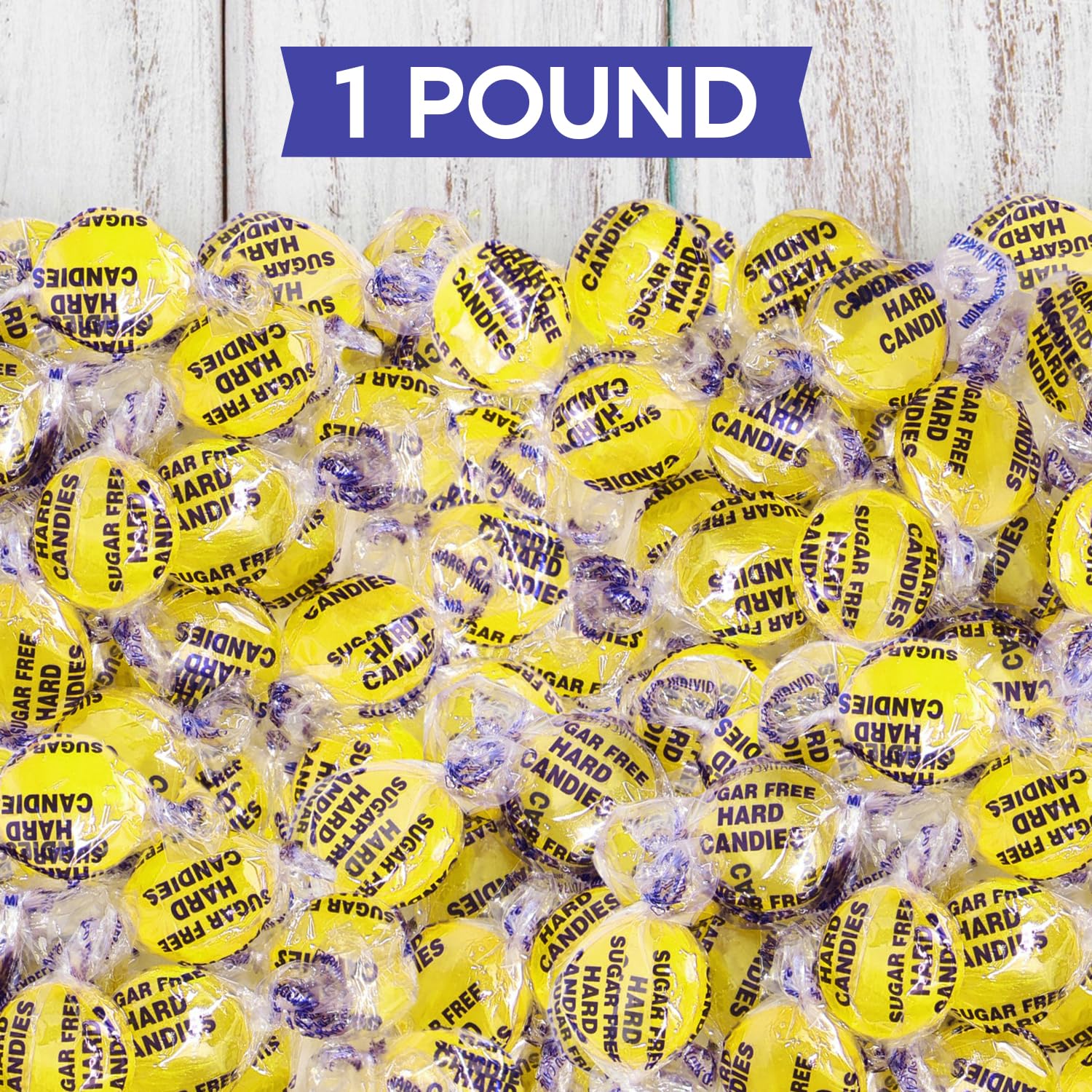 Sugar Free Lemon Hard Candy Drops - 1 Pound Approx. 75 Pieces, Individually Wrapped Lemon Flavored Candy Discs For Holiday Treats & Snacks, Sugar Free