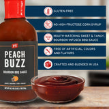 PS Seasoning Peach Buzz Bourbon BBQ Sauce - All-Purpose Sauce for Glazing, Marinating, Basting, and Dipping - Great for Ribs, Pork Chops, Chicken