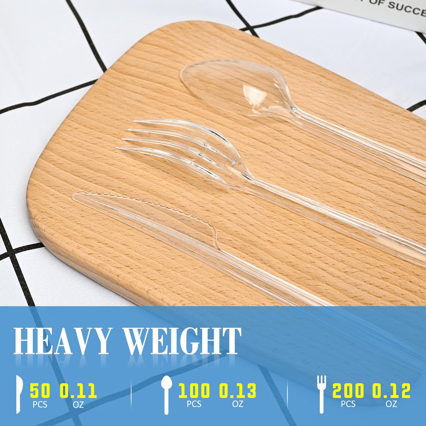 EcoDispose 350 Count Heavy Duty Disposable Silverware, BPA-Free Plastic Cutlery Set - 200 Forks, 100 Spoons, 50 Knives for Parties, Weddings, Catering