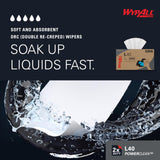 WypAll PowerClean L40 Cloths Extra Absorbent Wipes (03046), Pop-Up Box, Bulk Paper Wipers, White (9 Packs of 90 Sheets, 810 Sheet Total)