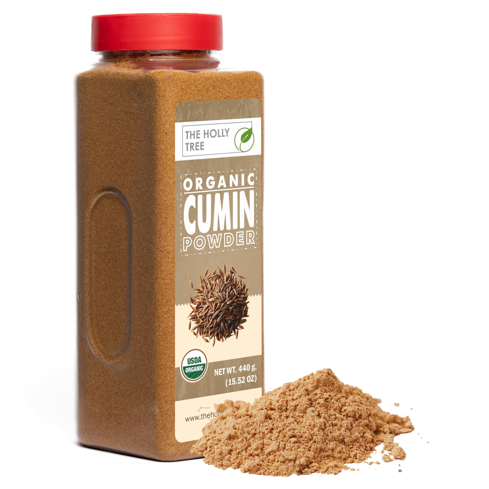 Organic Cumin Powder 15.52 oz - Ground Cumin for Cooking & Seasoning - USDA Organic, Gluten Free, Non-GMO, Kosher - The Holly Tree