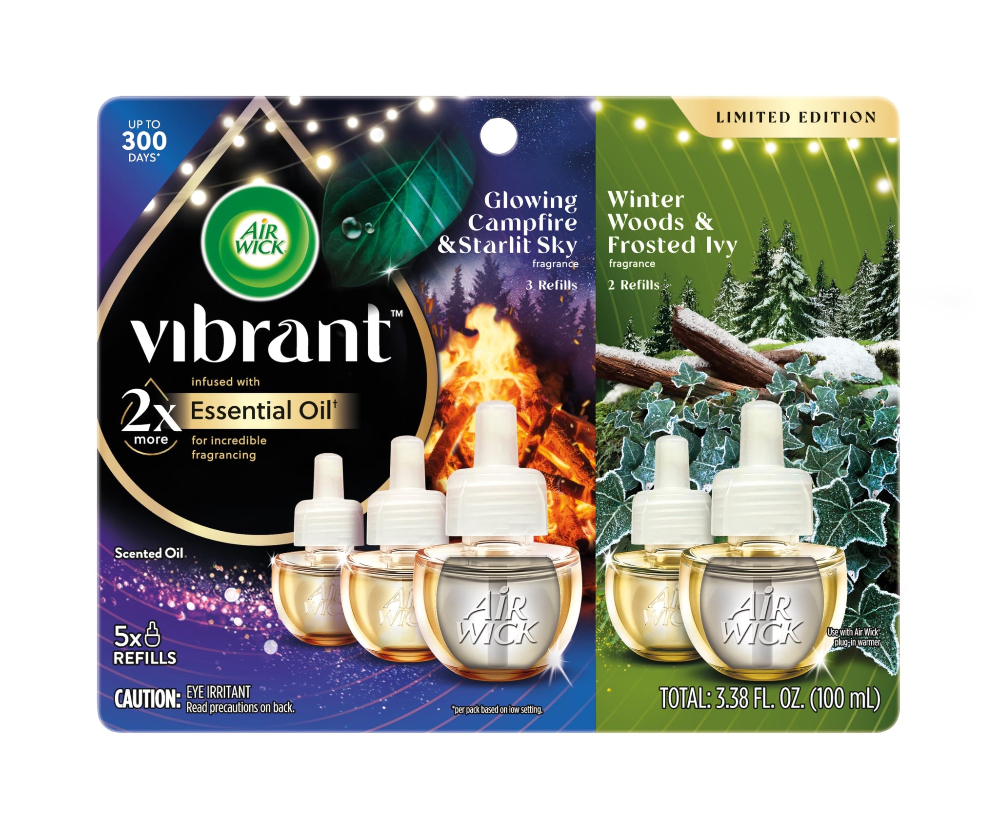 Air Wick Plug In Vibrant Scented Oil, Campfire + Winter Woods, Air Fresheners for Home Long Lasting,Home Room Fresheners,Air Freshener Plug In, House