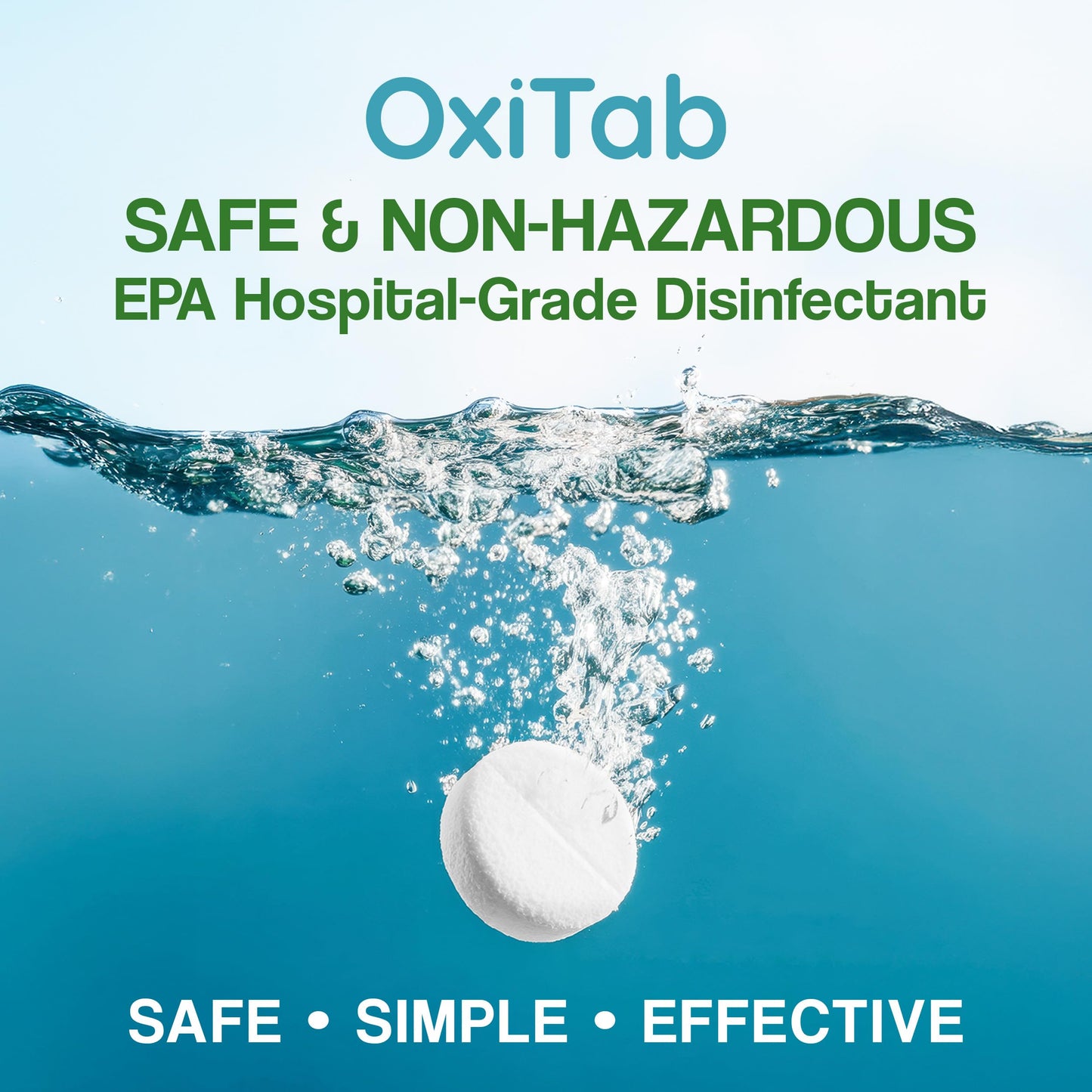 OxiTab Hospital-Grade HOCL Effervescent Disinfectant Tablets - EPA Registered - Kills 99.9% of Germs, Bacteria & Viruses - Perfect for Healthcare