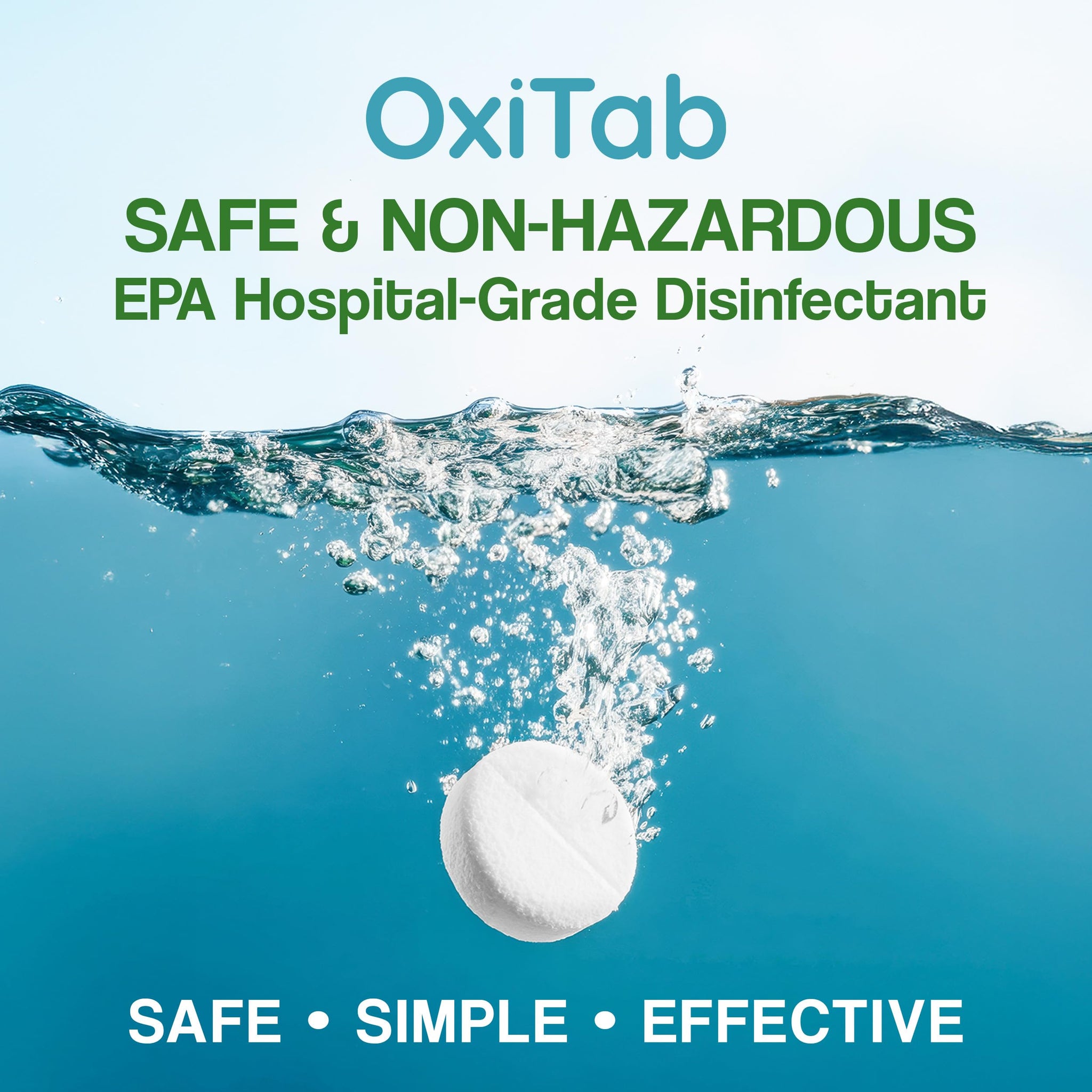 OxiTab Hospital-Grade HOCL Effervescent Disinfectant Tablets - EPA Registered - Kills 99.9% of Germs, Bacteria & Viruses - Perfect for Healthcare