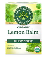 Traditional Medicinals Organic, Lemon Balm - Supports Stress Relief & Digestive Health - Kosher, Non-GMO, Caffeine-Free, Compostable - 16 Tea Bags