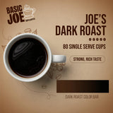 Basic Joe Dark Roast Coffee Pods - 80 Count | Bold Single Serve K-Cup Compatible Pods | 100% Arabica | Strong Morning Coffee | Made in USA