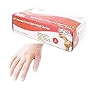 Uniware 100 pc 9.5" Single-Use Powder Free Clear Vinyl Gloves, Disposable Gloves, Ambidextrous, Non-Sterile, Latex & Odor Free (Large)