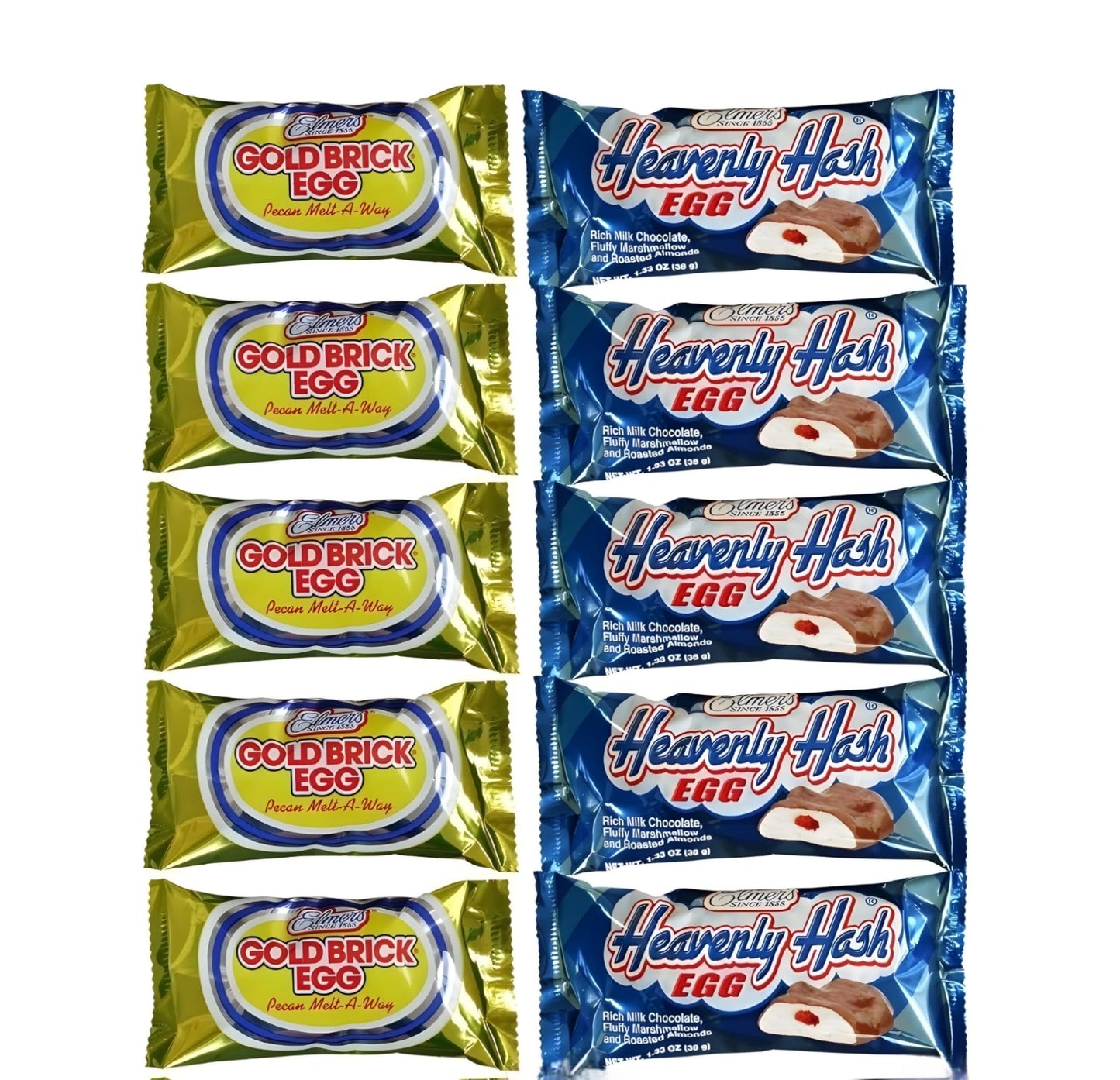 Elmer Chocolate Easter Eggs Assortment, Heavenly Hash and Gold Brick, 10 Count, with bonus Kids Stickers Perfect for Easter Baskets