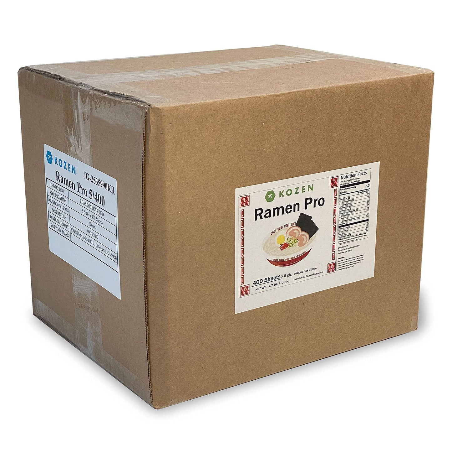 Kozen Ramen Pro Nori Seaweed Sheets for Ramen, 4x500ct sheets bulk restaurant quality