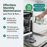 Think Crucial Dishwasher Cleaner & Descaler, 15 Uses, 75% Savings Per Use - 32% Citric Acid Liquid Concentrate - Whirlpool, Bosch, KitchenAid